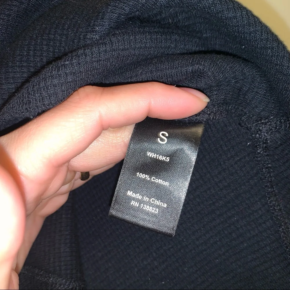 Shyanne Embroidered Black 100% Cotton Raw Hem Thermal Shirt